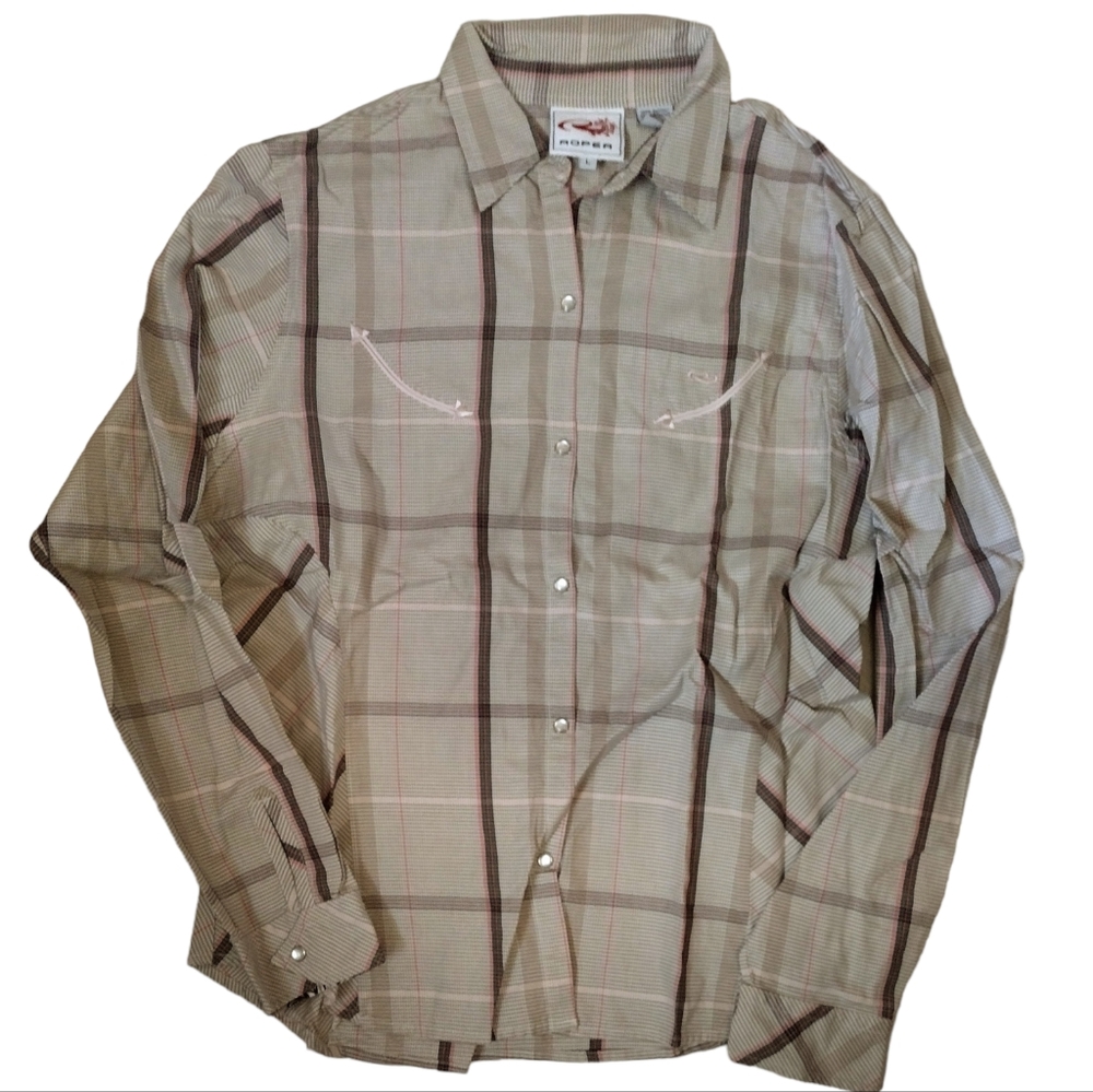 ROPER WESTERN SNAP FRONT LONG SLEEVE SHIRT WOMEN'S SIZE L